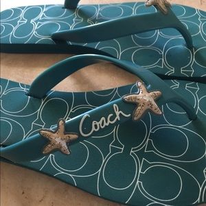 Coach Cortez jelly seashell flip flops with box